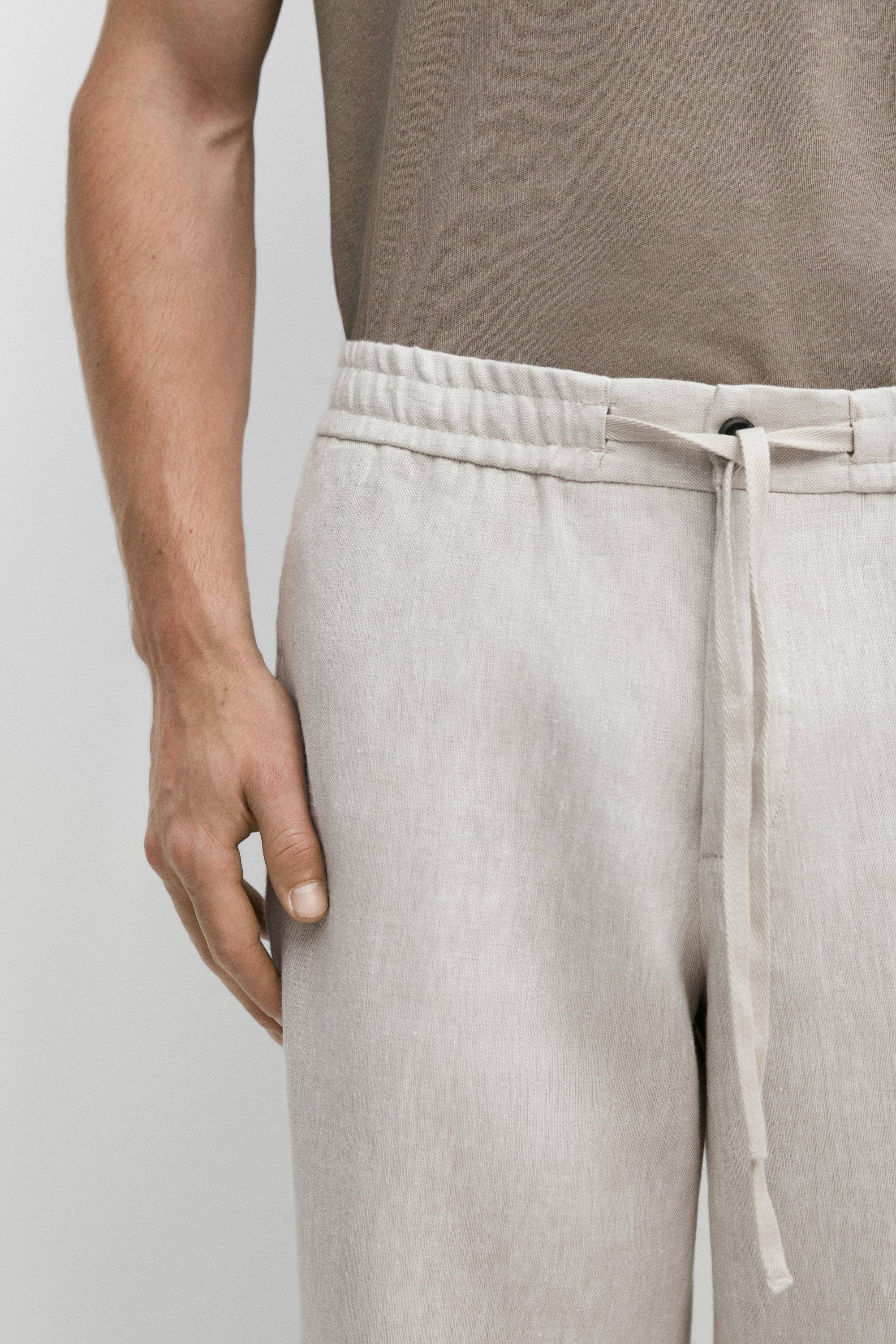 Linen jogger fit trousers